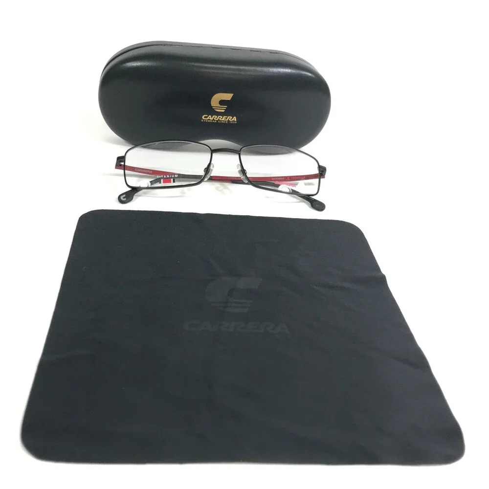Carrera Eyeglasses Frames 8867 003 Matte Black Red Rectangle Titanium 55-18-145